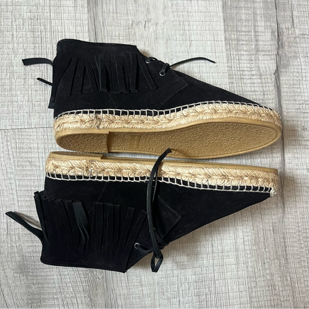 NEW SAINT LAURENT Fringe Suede Espadrille Black Desert Boots Size 36 - Picture 10 of 16